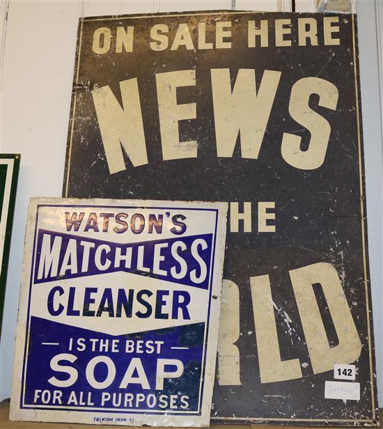 News of the World enamel sign & Watsons Soap sign